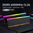 thumbnail image 2 of V-COLOR Manta XSky DDR5 32GB (2x16GB) 6000MHz CL26 1.45V SK Hynix IC RGB Gaming Desktop Upgrade Memory Module Black, for AMD EXPO (TMXSAL1660826KWK), 2 of 4