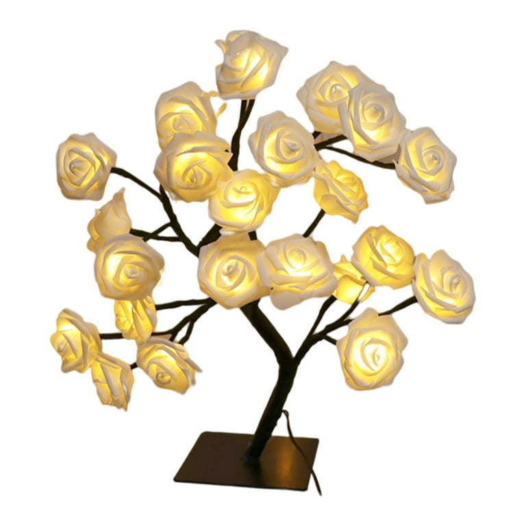 Mairbeon LED Cool Appearance Rose Tree Night Light Plastic Valentine's Day  Rose Tree Table Light Home Decor 
