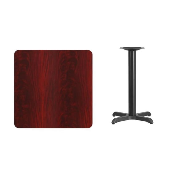 30" Square Mahogany Laminate Table Top With Table Height X Base - Table Height Restaurant Table