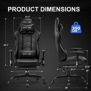 GTPLAYER Gaming Chair Office Chair Fabric with Footrest & Adjustable Headrest, Black