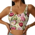 thumbnail image 2 of Lsque Tulips Flowers Printed Women'S Sports Bra, Compression, Moisture Wicking, High-Impact Sports Bra For Women,Supportive sports bra-Large, 2 of 9