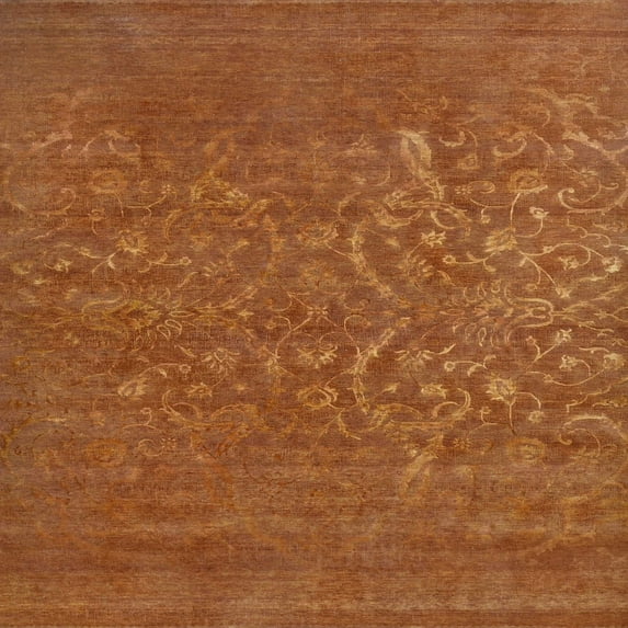 Ahgly Company Indoor Square Mid-Century Modern Mahogany Brown Oriental Area Rugs, 5' Square