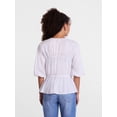 thumbnail image 4 of Scenario Women's Front Tie Peplum Top with 3/4-Length Sleeves, Size XS-XXXL, 4 of 5