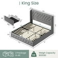 thumbnail image 6 of Breltam King Size Bed Frame with 4 Storage Drawers, Wingback Tufted Headboard, LED Lights, Light Grey Velvet Upholstered Platform Bed, No Box Spring Needed, 6 of 9
