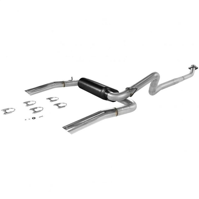 Flowmaster Exhaust System Kit 17234 American Thunder Cat Back System; Aluminized Steel; With Muffler; 3 Inch Pipe Diameter; Single Exhaust With Dual Exit; Rear Exit