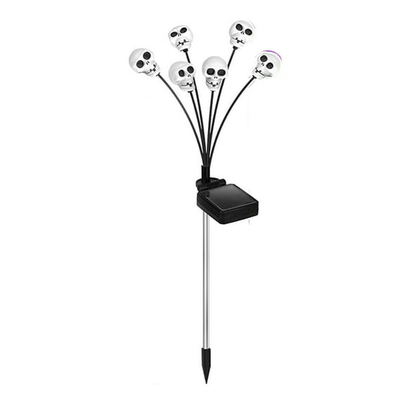 XMMSWDLA Halloween Solar Pathway Lights,Skulls Solar Torch Flame Lights, Waterproof Solar Outdoor Lights with Flickering Flame for Garden, Yard, Lawn, Porch, Landscape, Halloween Decor