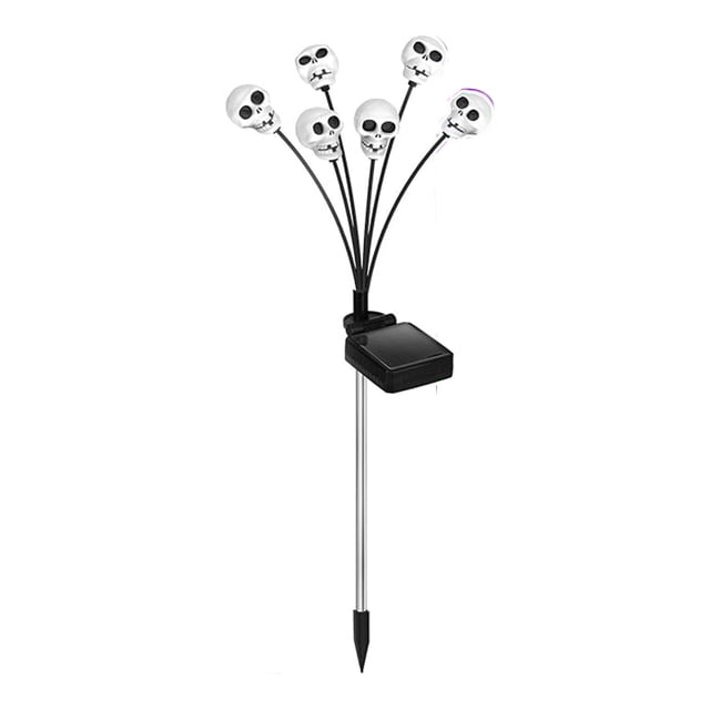 Solar Powered Halloween Skull Outdoor Lights Set 6-Piece IP65 Weatherproof Garden Path Yard Decoration with 600 mAh Battery