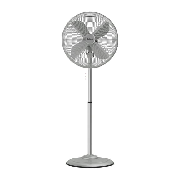 Holmes 16 Inch Vintage Stand Fan with Motorized Oscillation Adjustable Tilt Head and 3 Speed Settings, Brushed Chrome