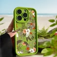 thumbnail image 6 of Phone Case for Women/Girls, Retro Flower Shockproof Bumper Soft Matte Case for iPhone Compatible with iPhone 15 Pro, Green, 6 of 8