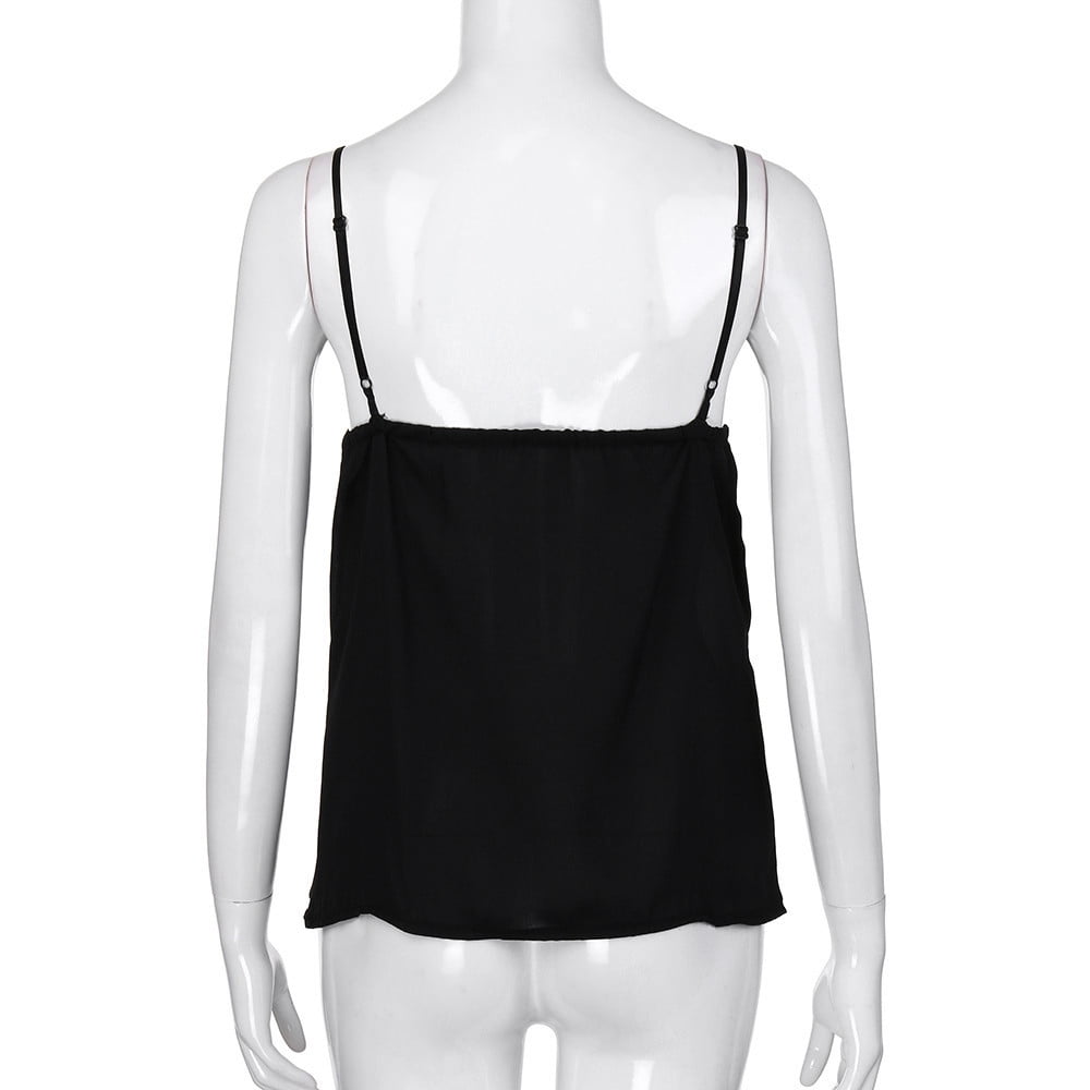 MRULIC tank top for women Fashion Womens Lace Sexy Vest Camisole Sleeveless Solid T-Shirt Tops Womens tank tops Black + L