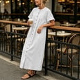 thumbnail image 6 of Bxsruta Womens Maxi Dress Casual Short Sleeve Button Down Shirt Dress Flowy Long Dresses, 6 of 7