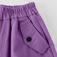 thumbnail image 6 of CPNG Girls Casual Baggy Cargo Pants Teen Girls Multi-Pocket Straight Wide Leg Athletic Pants Loose Elastic Waist Cargo Trousers(Purple,7-8 Years), 6 of 8