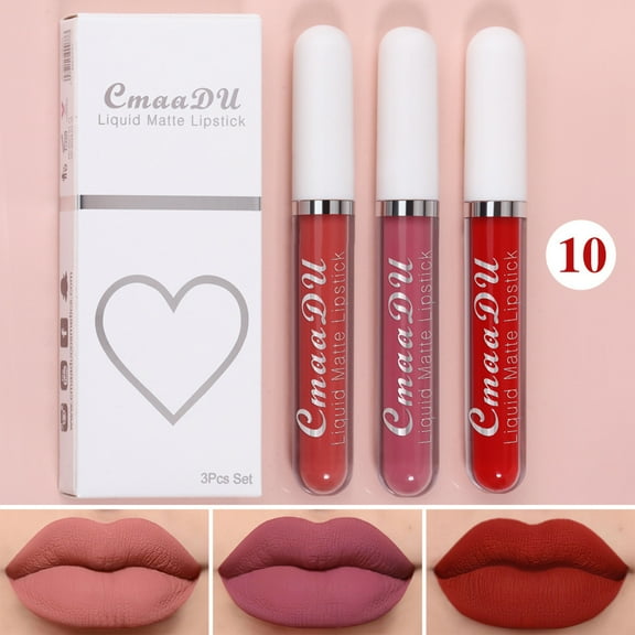 KeirineCC 3 Color Matte Liquid Lipstick Set Long Lasting High Pigmented Lip Glaze Lip Glosses, Moisturizing Silky Lip Tint
