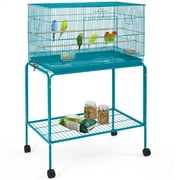 Yaheetech 47-in Flight Cage with Rolling Stand for Small Birds Parrots Parakeets Conures, Teal Blue