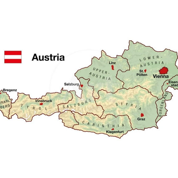 Austria Map, Unframed Art Print Wall Art by Peter Hermes Furian Sold by Art.Com