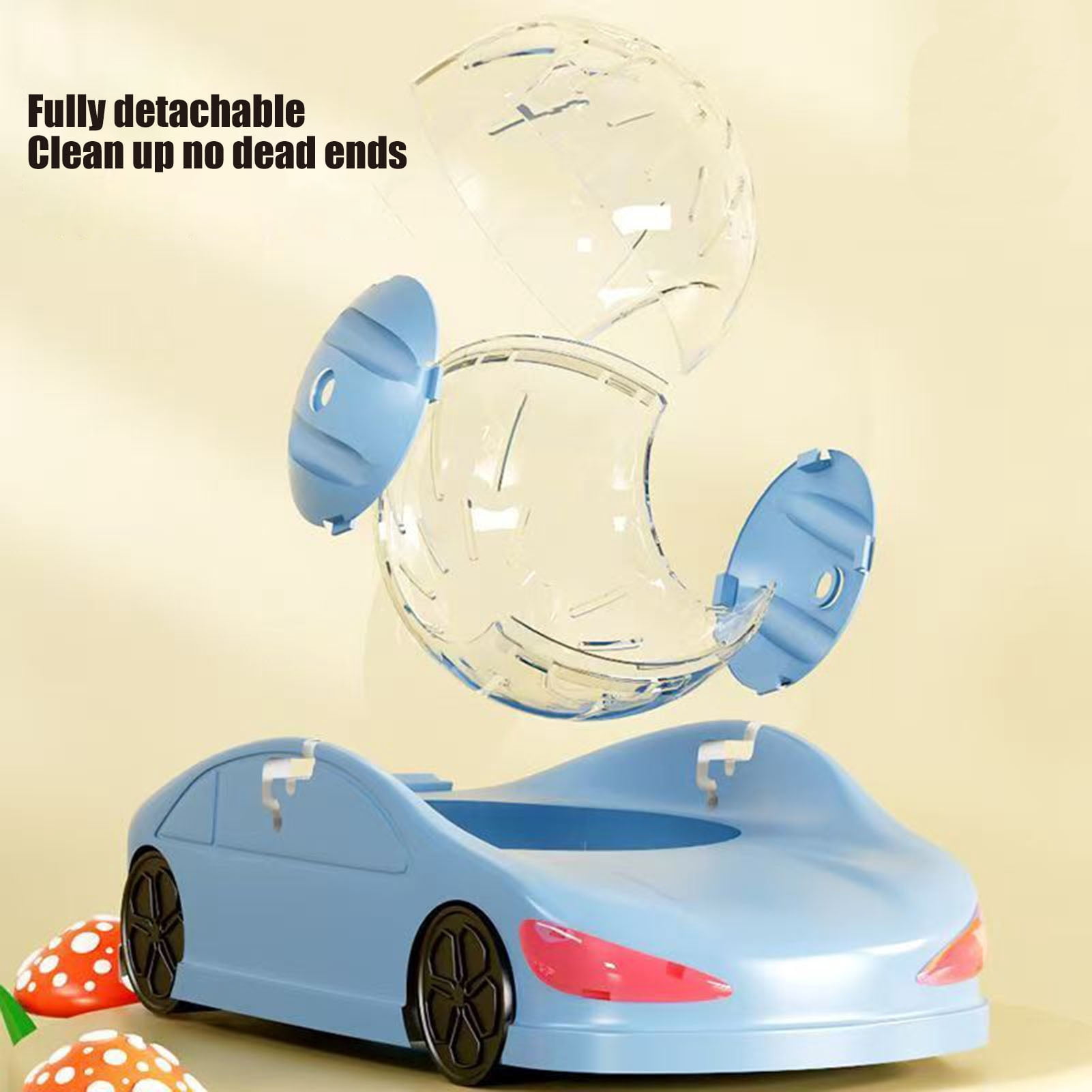 YIFAEUX Hamster Running Ball Vehicle Toy Transparent Ball Hamster Exercise Wheel 360-degree View Silent Fitness Running Wheel for Small Pets