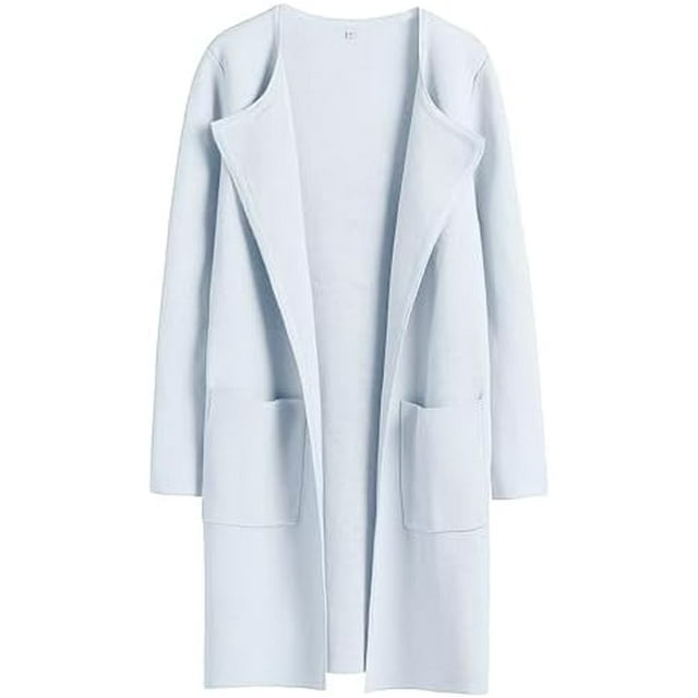ANRABESS Women's Open Front Knit Cardigan Long Sleeve Lapel Casual Solid Classy Sweater Jacket
