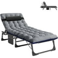 thumbnail image 3 of ABORON 5-Fold Portable Folding Chaise Lounge Chair,Camping Cot, with 2 Sided Cushion & Pillow, Adjustable Patio Recliner for Garden Beach Outdoor/Indoor, 3 of 11