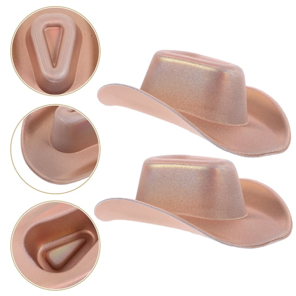 TAILTOSS 2Pcs Golden Plastic Mini Hats for Dolls Diy Crafts Party Decorations 11.8X4.3X1.8In