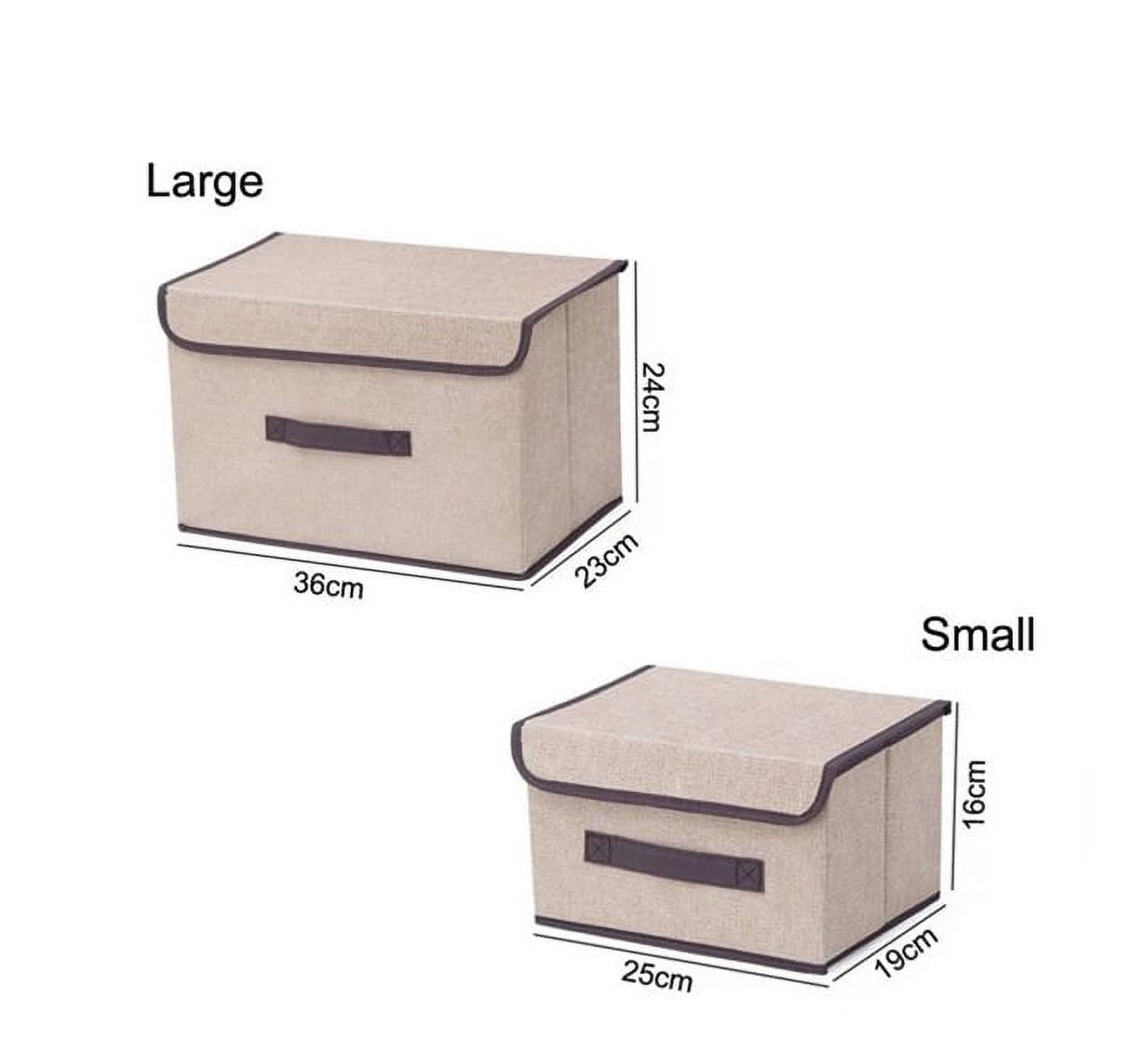 Topboutique Storage Boxes with Lids 2 Pack Foldable Kids Toy Storage Basket , Khaki Collapsible Washable Cube Large & Small Storage Bins with Lids for Ornament