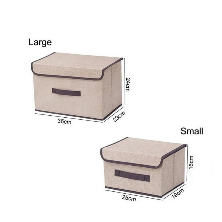 Topboutique Storage Boxes with Lids 2 Pack Foldable Kids Toy Storage Basket , Khaki Collapsible Washable Cube Large & Small Storage Bins with Lids for Ornament