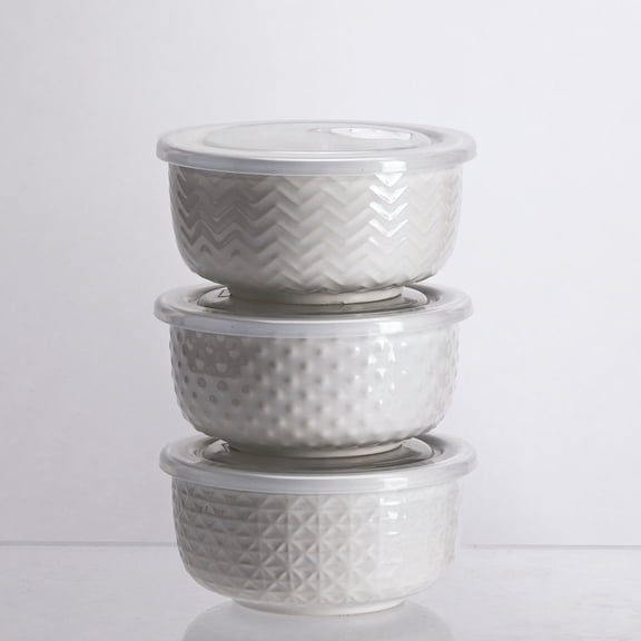 Contemporary Home Living Set of 3 White Unique Ceramic Sealed Small Serving Bowls, 5"