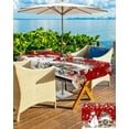 thumbnail image 4 of Red Christmas Outdoor Tablecloth - 52x70 Inch Rectangle Dining Table Cover, Snowman Truck Xmas Balls Snowflake Waterproof Outdoor Table Cloth with Umbrella Hole & Zipper for Picnic/Patio, 4 of 5