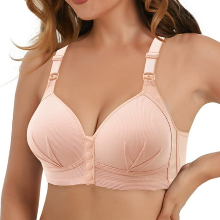 Pavied Nursing Bras Wireless Bras Push Up Bra New Large Front Button Bra Breastfeeding No Steel Ring Gathering Side Fold Thin Cup Front Closure Bras Seamless Bras Watermelon Red 46