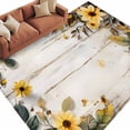 thumbnail image 2 of Yellow Floral Spring Area Rugs 5x8 for Living Room, Summer Rustic Botanical Vintage Wood Non Slip Washable Rug Runner, Low Pile Indoor Floor Carpet Mat Bathroom Rugs for Bedroom, Kids Room, 2 of 9