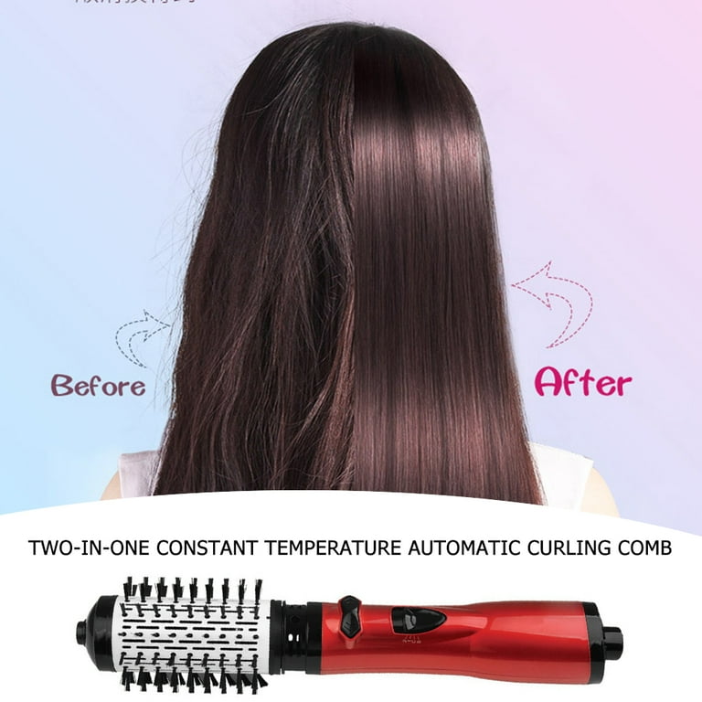 Tissouoy Round 2 in 1 Adjustable Rotating Brush Hair Dryer Curling Straight Hot Air Comb