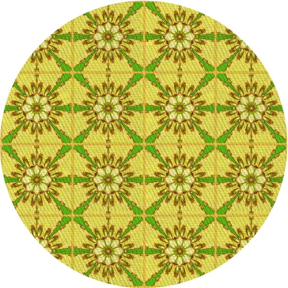 Ahgly Company Machine Washable Indoor Round Transitional Dark Golden Rod Brown Area Rugs, 8' Round