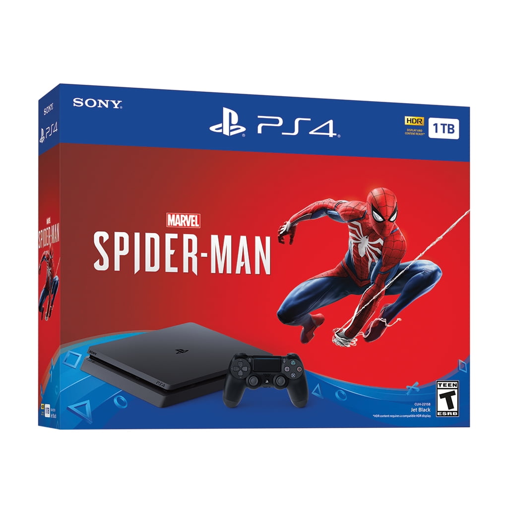 PlayStation 4 Slim 1TB Spiderman Bundle, Black, CUH-2215B -