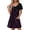 Purple, variant on ​Women's Short Sleeve V-Neck Midi Dress​ - Chic A-Line Summer Casual Style with Botanical Leaf Motif & Decorative Pockets Purple 2XL
