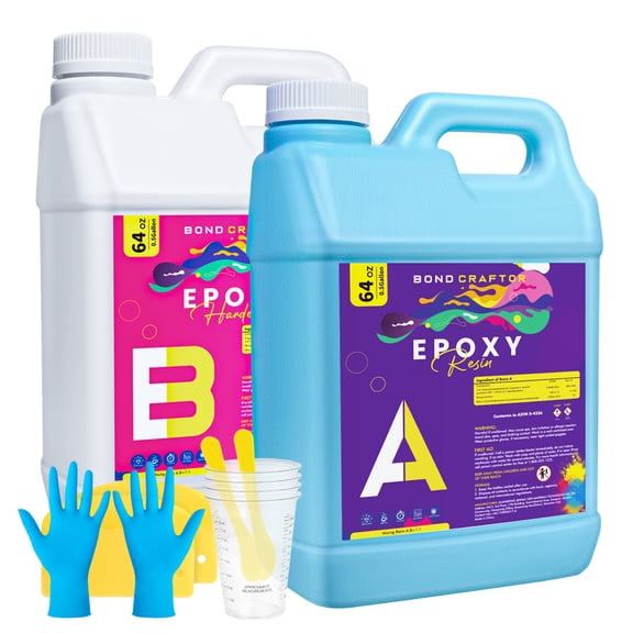 Bond Craftor 1-Gallon Crystal Clear Epoxy Resin Kit, Fast-Curing, Bubble-Free Resin Supplies for Artistic Paint, Casting, Craft, Jewelry making,Diy Wood