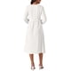 thumbnail image 3 of INSPIRE CHIC Vestido Midi Casual de Manga Larga con Volantes y Cuello en V para Mujeres, Ajuste Plisado, Corte A-Line M Blanco, 3 of 5