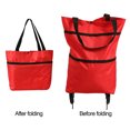 thumbnail image 2 of Foldable Shopping Cart with Wheels, Upgraded 2 in 1 Portable Grocery Cart Foldable with Wheels and Pull Handle for Market & Grocery Runs Gift for Women & Seniors,RED, 2 of 7