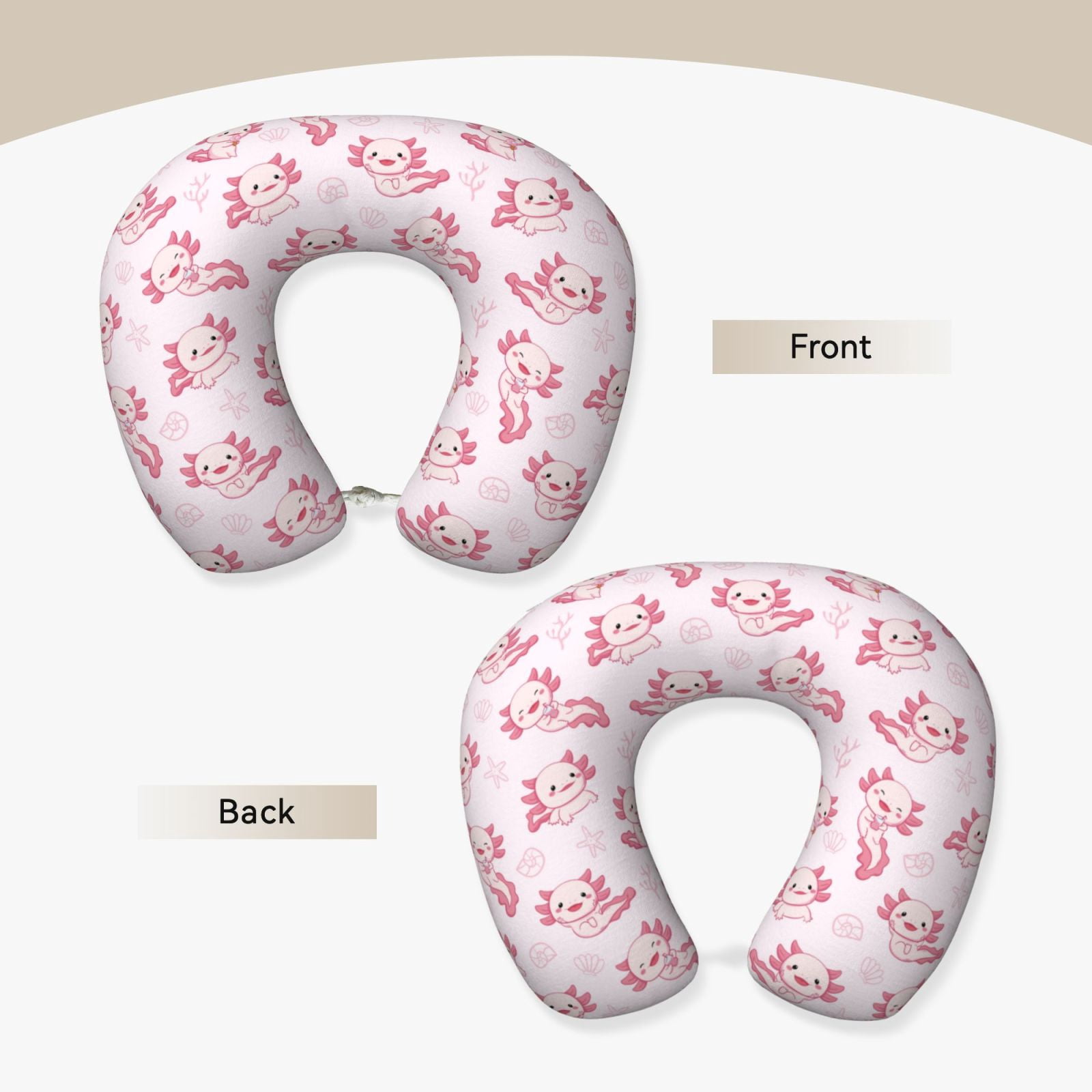 Xecao Baby Salamander Print Memory Foam Cervical Neck Pillow Versatile U-Shaped Pillows for Home,Office,Camping,Travelling,Soft Washable Cover