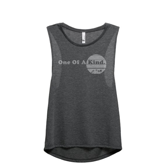 One Of A Kind Women's Fashion Sleeveless Muscle Tank Top Tee Charcoal Grey Small