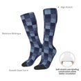 thumbnail image 4 of JUNZAN Blue Gingham Buffalo Check Pattern Fun Novelty Knee Warmer High Socks, 4 of 6