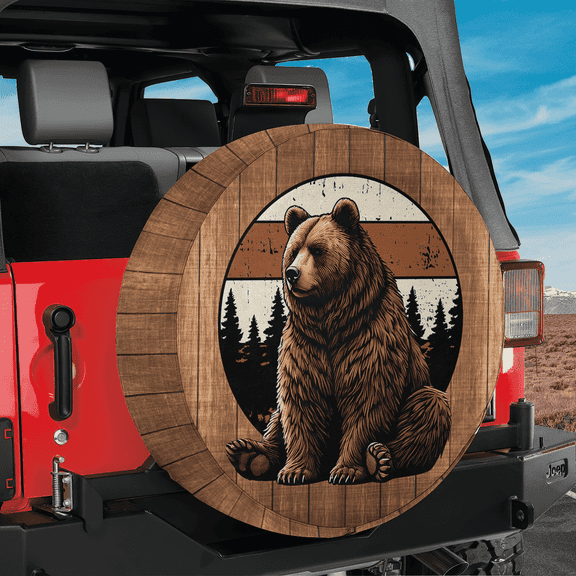 Lotusprinthandmade Bear Lovers Spare Tire Cover Without Backup Camera Hole