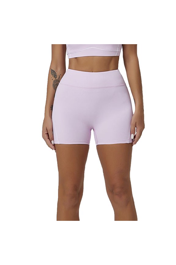 Spandex Leggings Shorts Women High Waisted Stretchy Yoga Short Pants Butt-liftting Workout Clothes (M, Pink)
