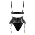 thumbnail image 3 of Gibobby Ropa interior mujer sexy Conjunto de Liguero con Sujetador de Encaje, Lencería Elegante y Exquisita para Mujer para Noche de Bodas, Luna de Miel y Más(Negro, M), 3 of 5
