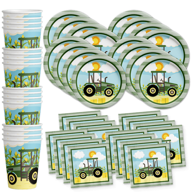 Farm Tractor Time Birthday Party Supplies Set Plates Napkins Cups ...