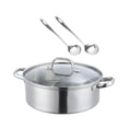 thumbnail image 3 of Olla caliente con divisor Utensilios de cocina japoneses Olla caliente doble Utensilios de cocina Tapa transparente Caliente 30 centimetros, 3 of 9