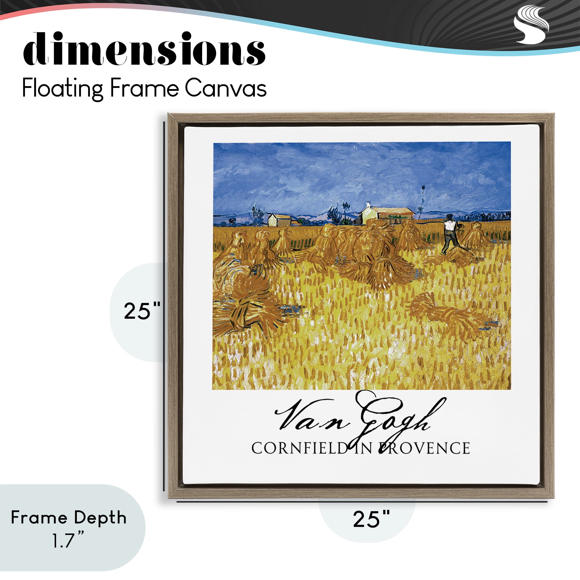 Stupell Industries Van Gogh Cornfield Provence Brown Framed Floater Canvas Wall Art, design by Vintage Hustle