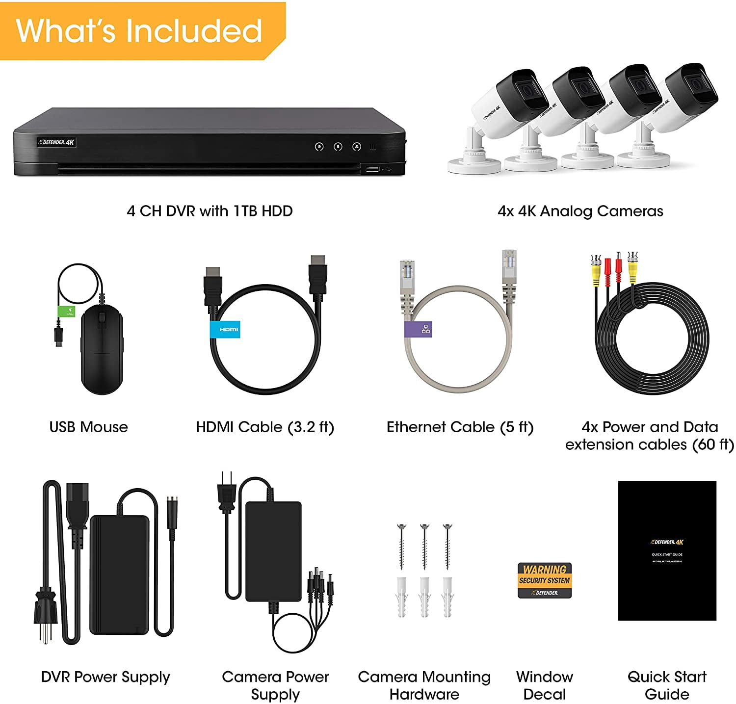 Restored DEFENDER 4K1T4B4 Ultra HD 4K (8MP) 1TB Wired - Main Image