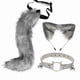 thumbnail image 3 of Conjunto de orejas y cola de gato y zorro, disfraz de animal para cosplay, ideal para cumpleaños y Halloween. Gris, 3 of 9