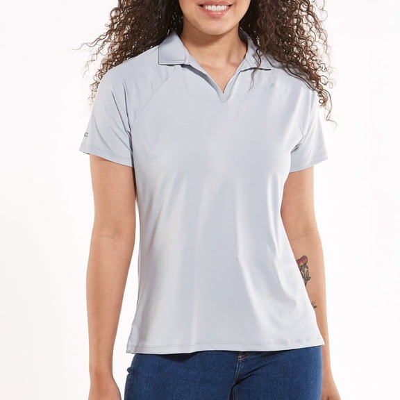 Coolibar Women's Performance Polo Shirt - UPF 50 Sun Protection - Resort Polo in Light Grey