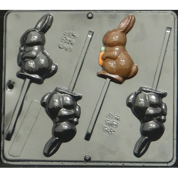 856 Bunny with Carrot Lollipop Chocolate Candy Mold