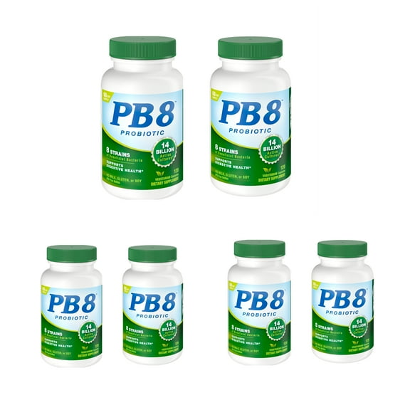 6 Pack Nutrition Now PB 8 Pro-Biotic Vegetarian Supplement, 120 Count each